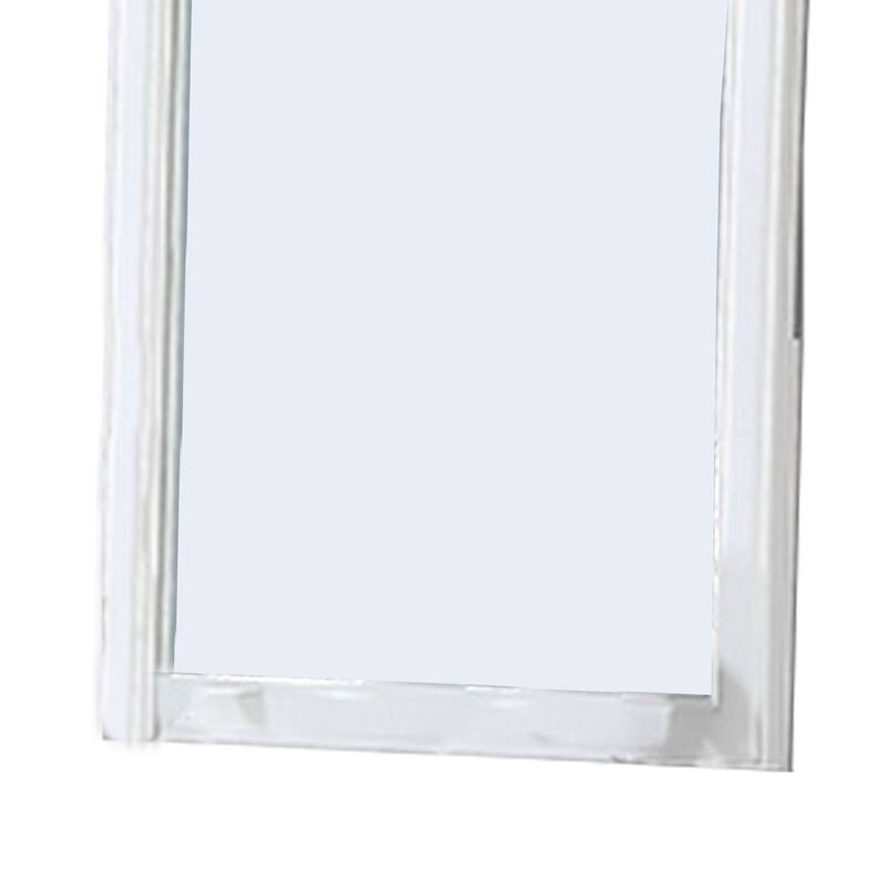 37 Inches Wooden Mirror with Curved Edges, White
