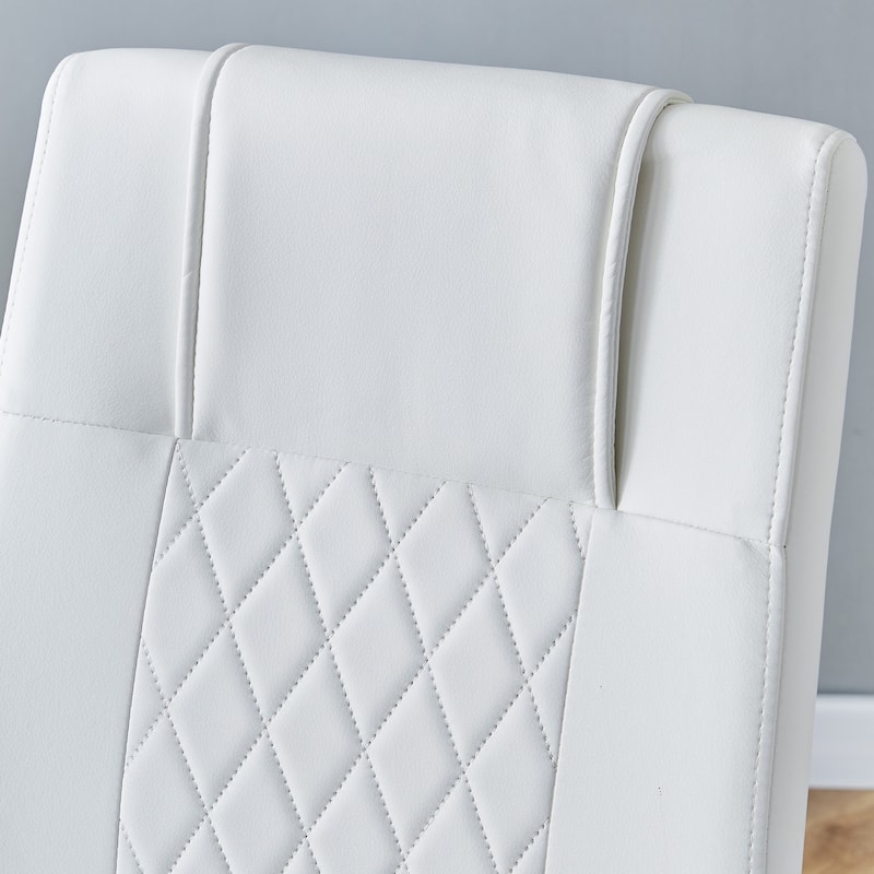 Faux Leather Dining Room Chairs with Upholstered Seat, Modern Kicthen Chairs Armless Accent Chairs with Metal Legs, Set of 4