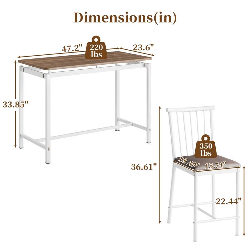 5-Piece Rectangular Dining Table Set with 4 Upholstered Chairs