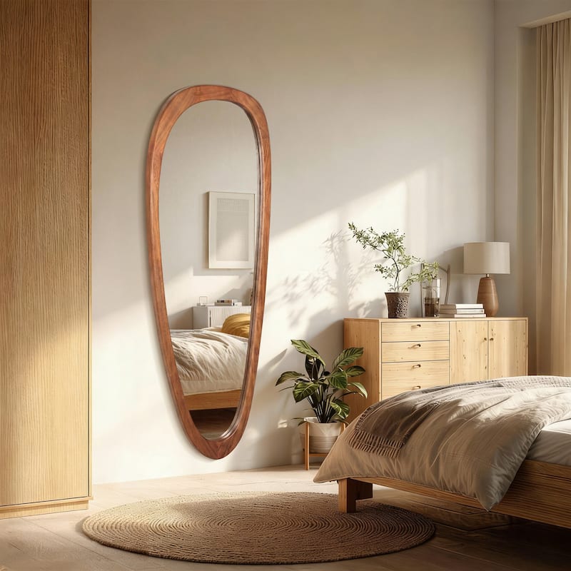 Irregular Mirror Asymmetrical Wood Wall Mirror