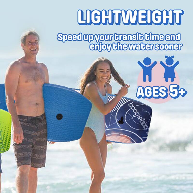 Wham-O 33" Body Board for Beach, Lightweight Boogie Boards with EPS Core, Fiber Clad with Wrist Leash for Kids Teens Adults