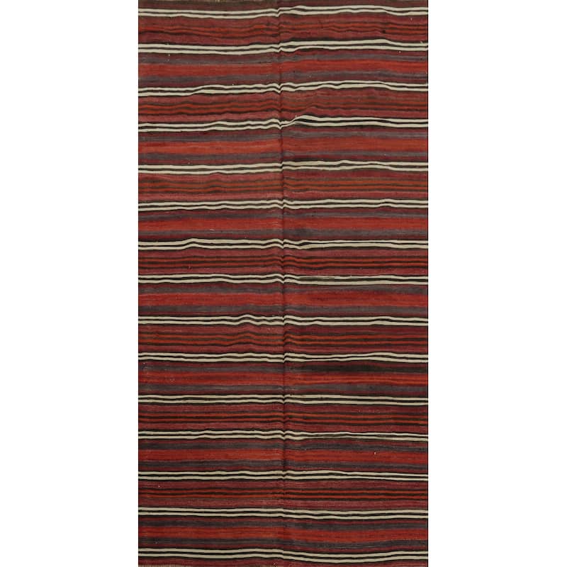 Hand Woven Oriental 100% Wool Carpet Southwestern Geometric Red Kilim Area Rug - 10' 2'' X 5' 0''