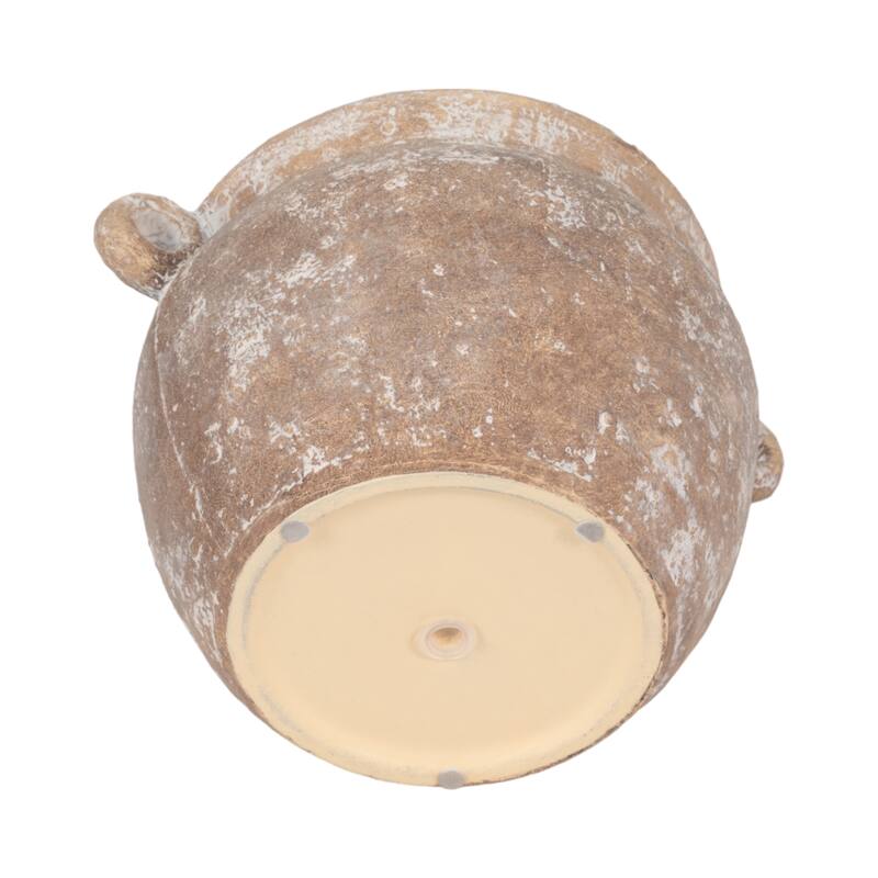 Stoneware Planter Rustic Texture and Handles Vessel Vintage Style