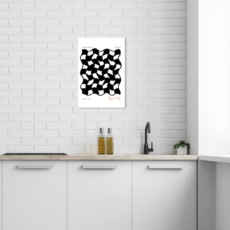 Wynwood Studio Canvas Abstract Check Mesh Black and Modern & Contemporary Wall Art Canvas Print - 16 x 24