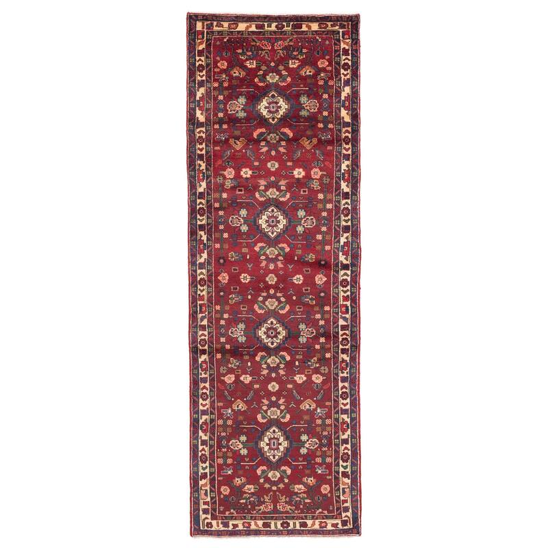 ECARPETGALLERY Hand-knotted Andelz Dark Red Wool Rug - 3'3 x 9'9