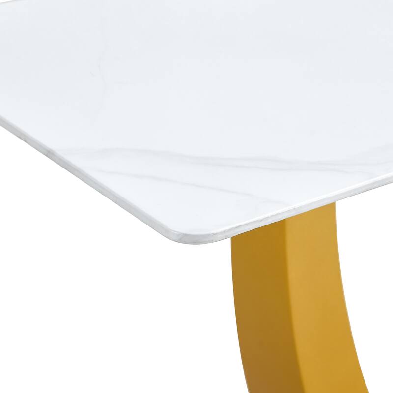 wooden console table with O-shape legs