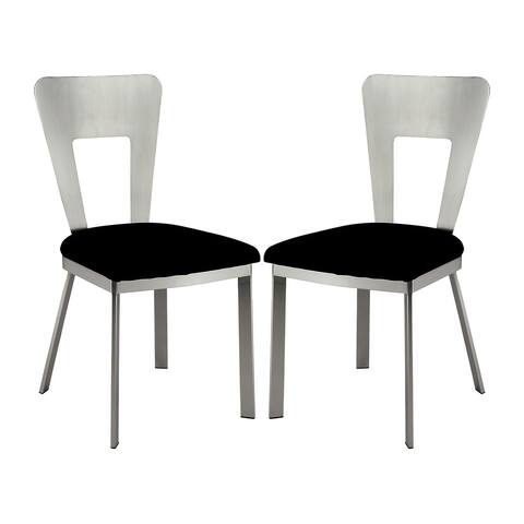 Set of 2 Microfiber and Metal Side Chairs in Silver and Black Finish
