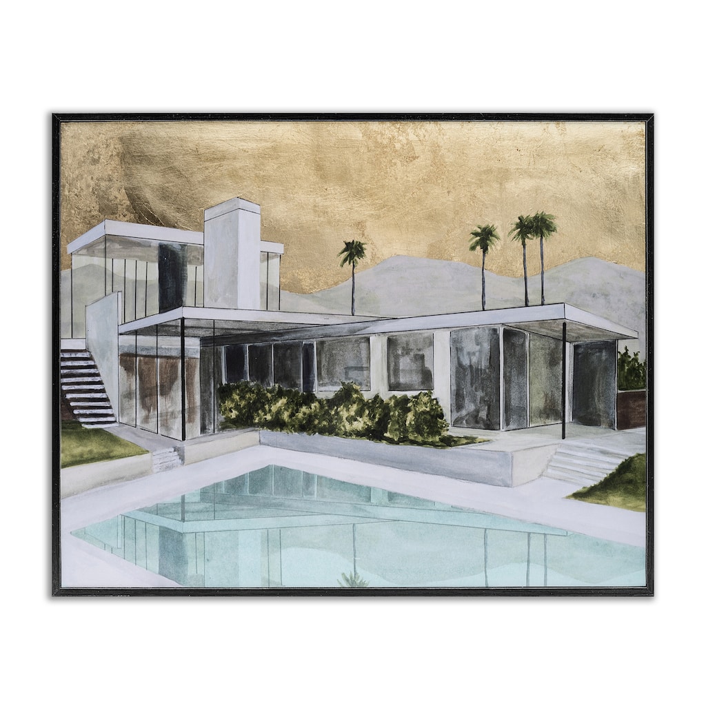 Stupell Chic Tropical Pool Yard Framed Giclee Art Design By Michael Willett