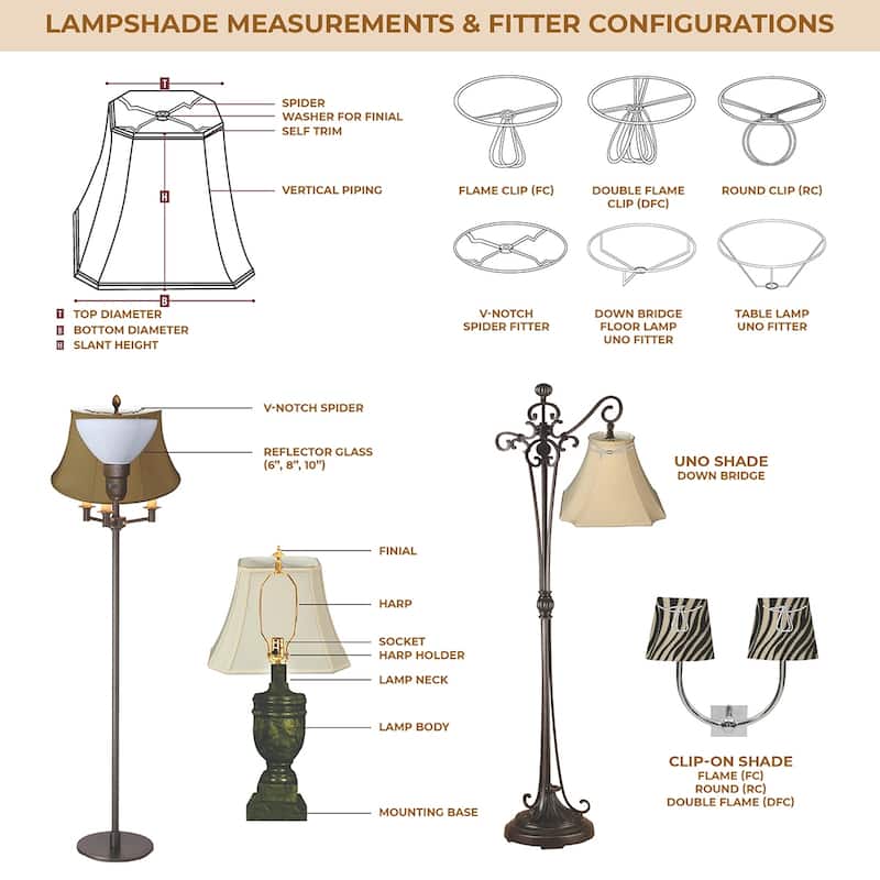 Royal Designs True Bell Basic Lamp Shade, V Notch Fitter, Eggshell, 9x18x13.625