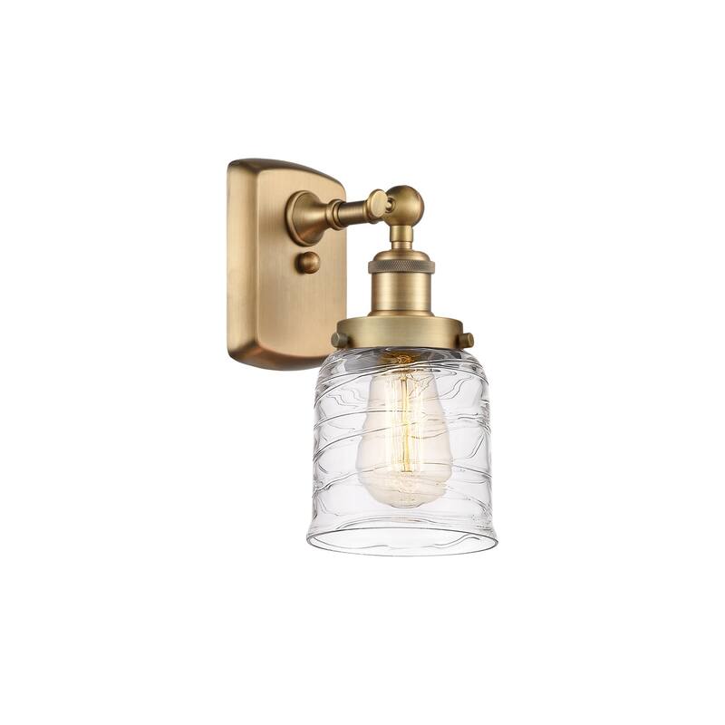 Innovations Lighting 916-1W-12-5 Bell Sconce Bell 12" Tall Wall Sconce - Brushed Brass / Deco Swirl