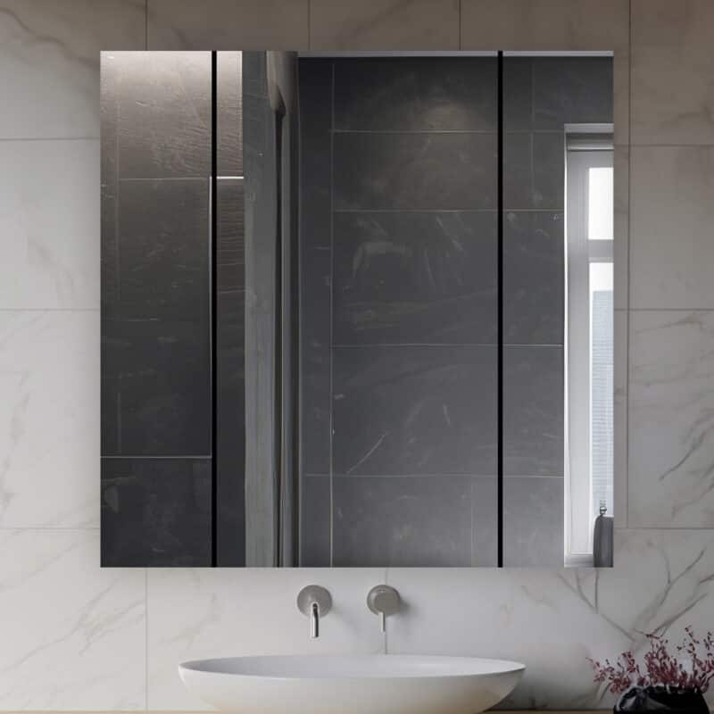 AQUADOM Royale 40W Medicine Cabinet Defogger, 3X LED Lighted Vertically Adjustable Magnifying Mirror, Electrical Outlets.