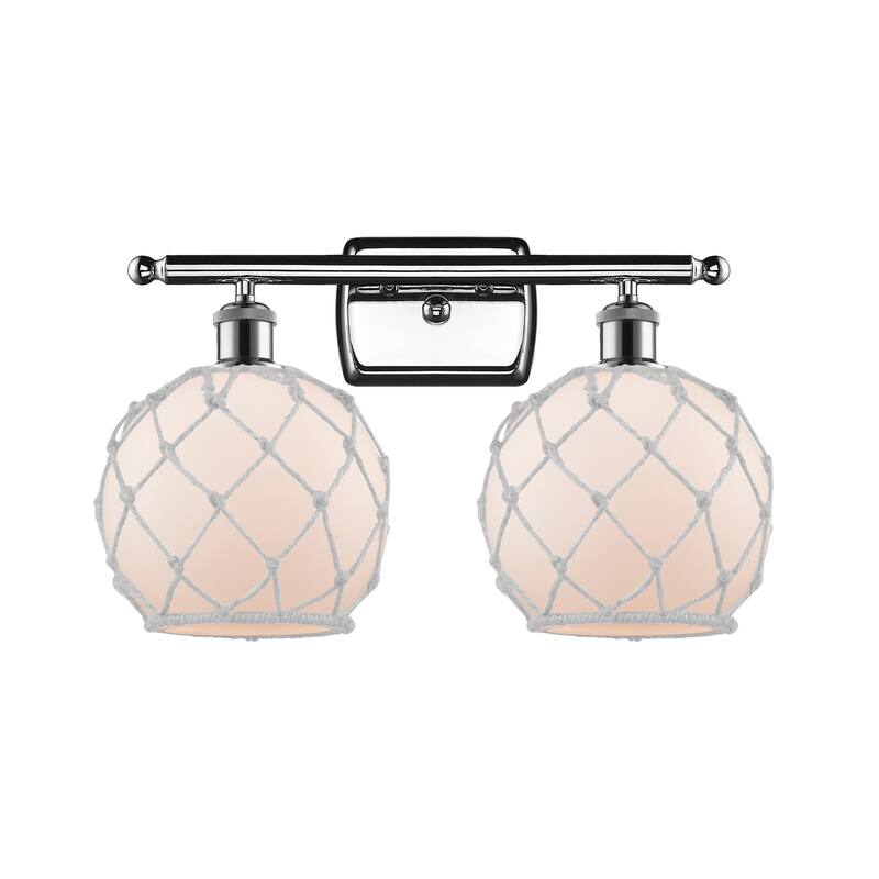 Innovations Lighting Farmhouse Rope 2 Light 16" Wide Bathroom Vanity - Polished Chrome / White
