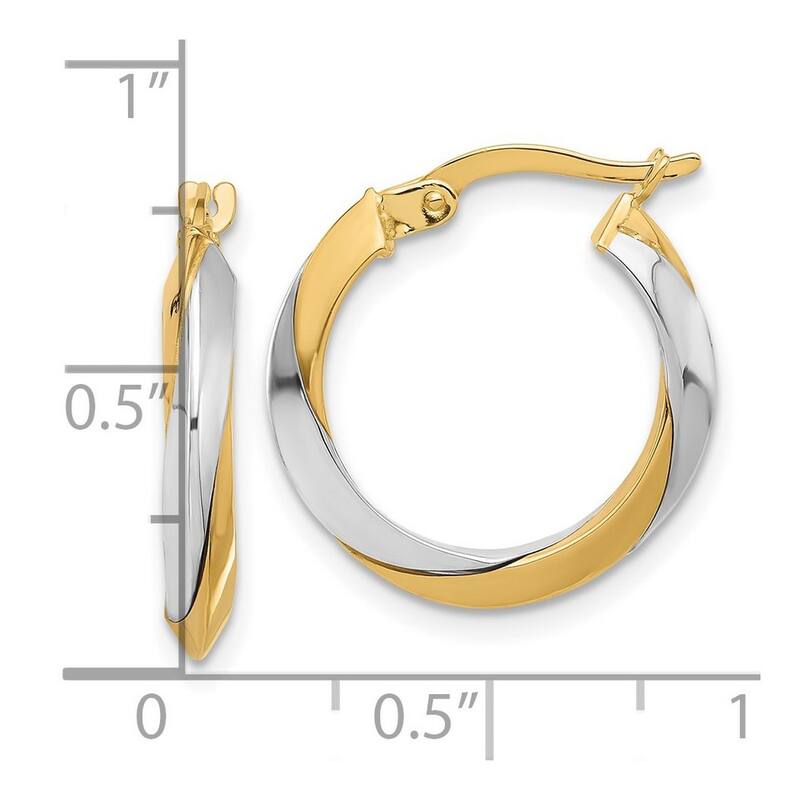 Curata 14k Two Tone Gold Polished Twist Hoop Earrings - 19.9x19.2mm