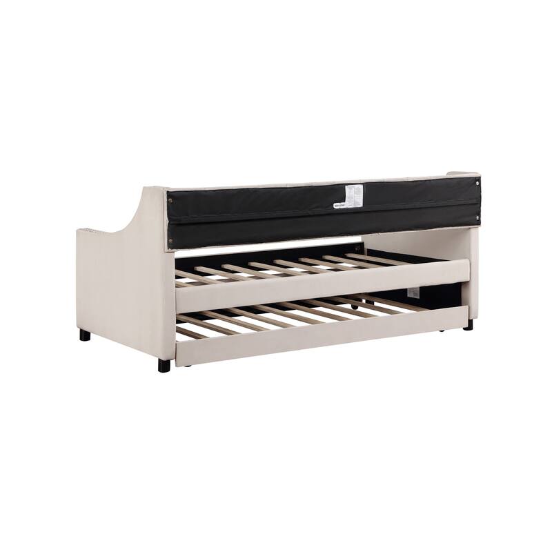 Twin Size Modern Upholstered Tufted Daybed with Trundle