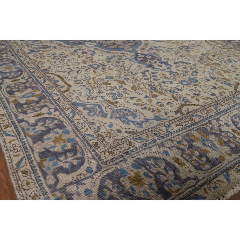 Floral Tabriz Persian Area Rug Hand-Knotted Bedroom Wool Carpet - 6'7"x 9'7"