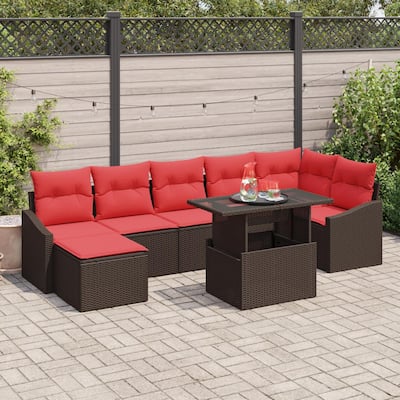 vidaXL 8 Piece Garden Sofa Set with Cushions - 113.6×48.6×27.2