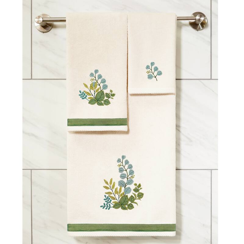 Authentic Hotel and Spa 100% Turkish Cotton Botanica 3PC Embellished Towel Set