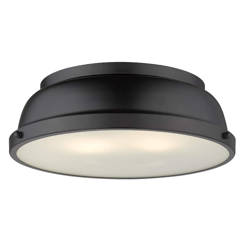 Duncan 14-inch Flush Mount - black with matte black shade