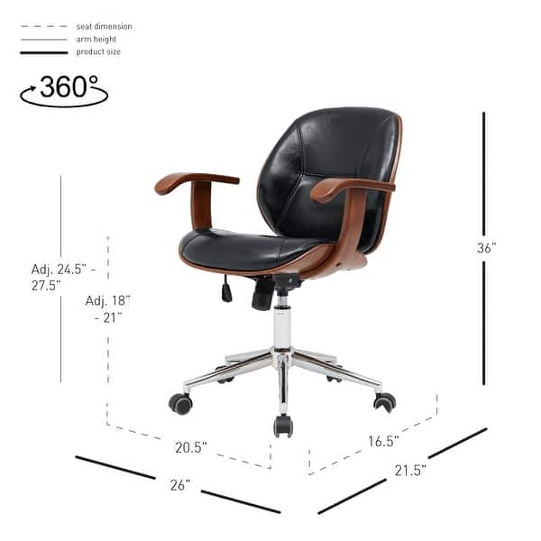 dimension image slide 1 of 2, Samuel Bamboo Office Chair w/ Armrest