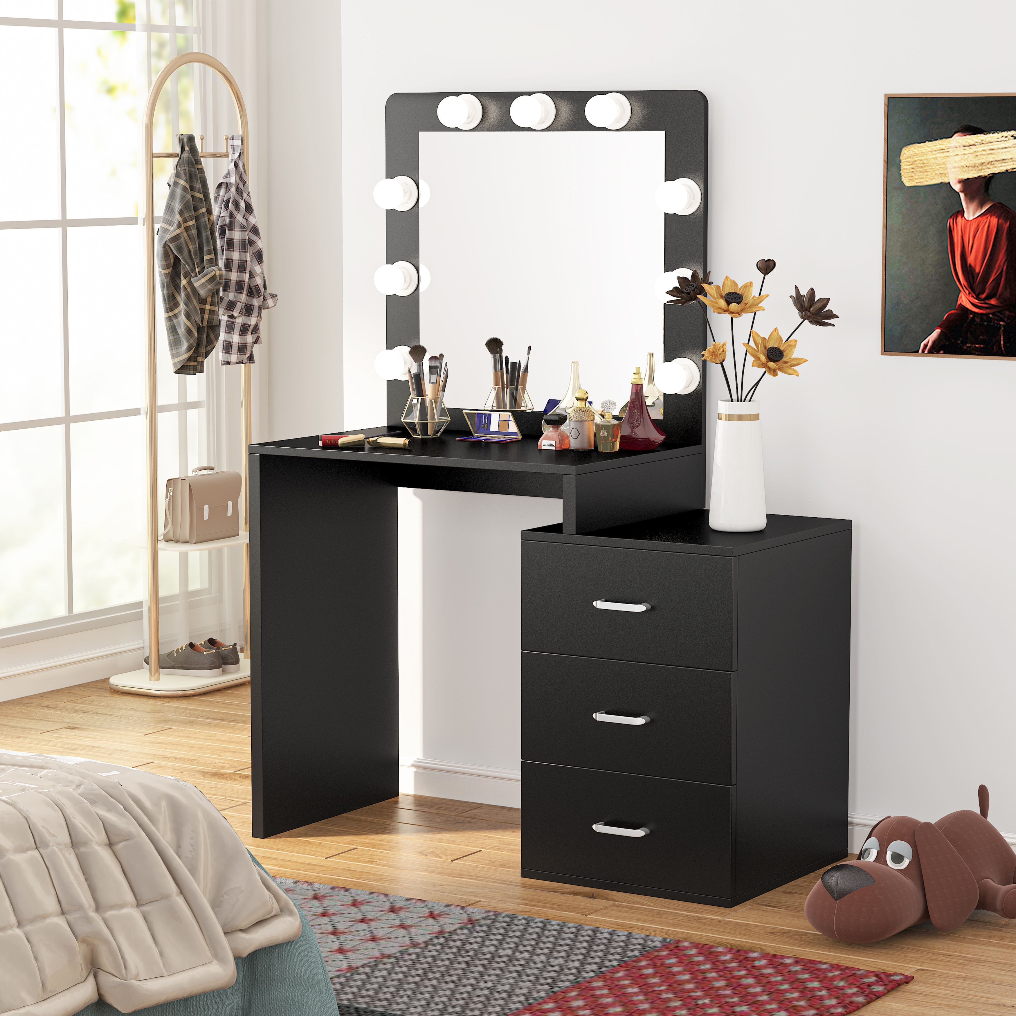 Details about   Dressing Table for Makeup Vanity Mirror 3 Drawer 