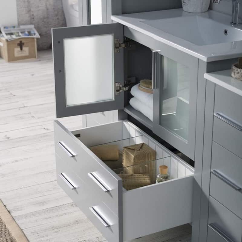 Blossom Sydney 102" Double Sink Vanity Set with Linen Closets & Mirror