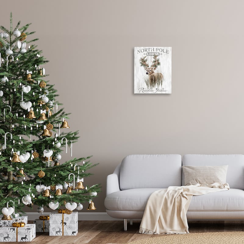 Stupell Festive Winter Reindeer Lodge Canvas Wall Art Design By Cat Thurman Designs