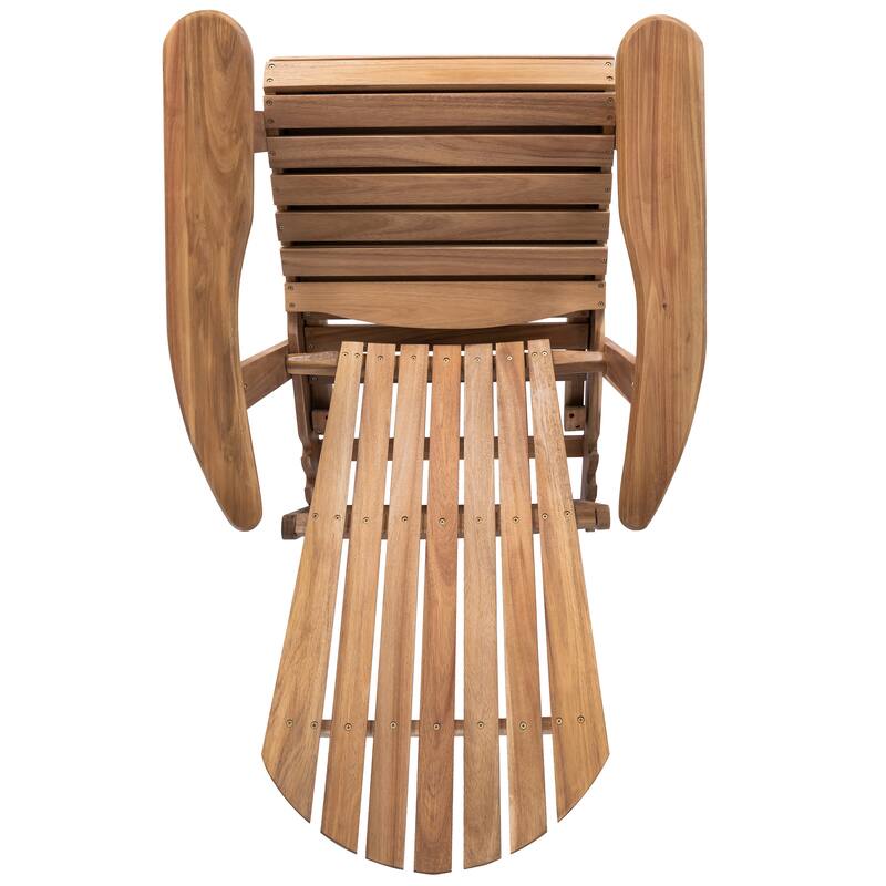 Rustic Acacia Wood Foldable Adirondack Chairs with Footrest