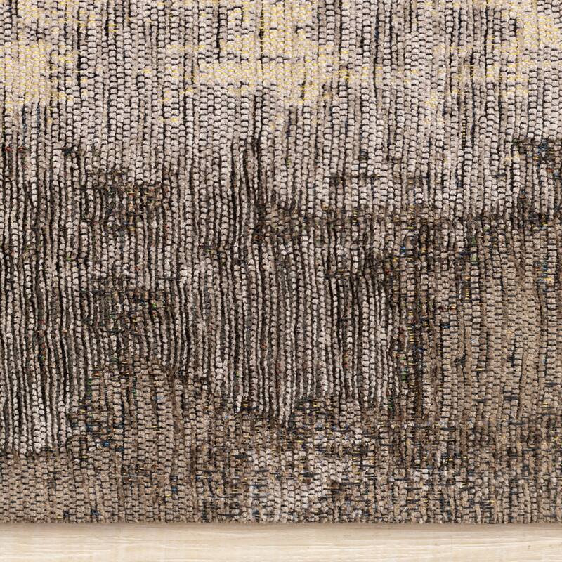 Kylie Collection - Distressed Brush Strokes Brown Black Area Rug