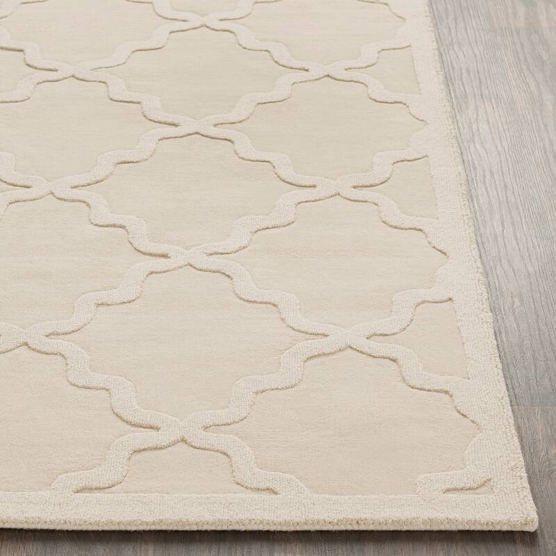 Livabliss Glacier Hand-woven Tone-on-Tone Lattice Wool Runner Rug