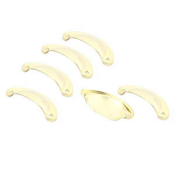 Metal Semicircle Knob Drawer Door Pull Handle Gold Tone 82mm Length 6 Pcs