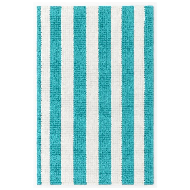 30"x20" - Light Blue White Stripe Large Soft Cozy Plush Chenille Bath Mat Bathroom Rug
