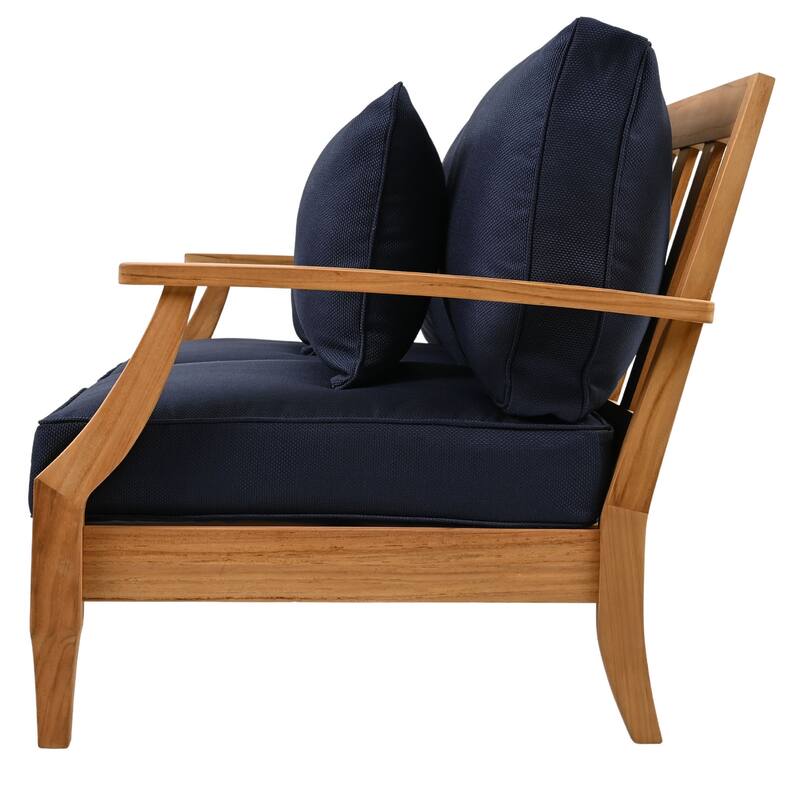 SAFAVIEH Couture Martinique Wood Patio Loveseat - 56"W x 35"D x 32"H