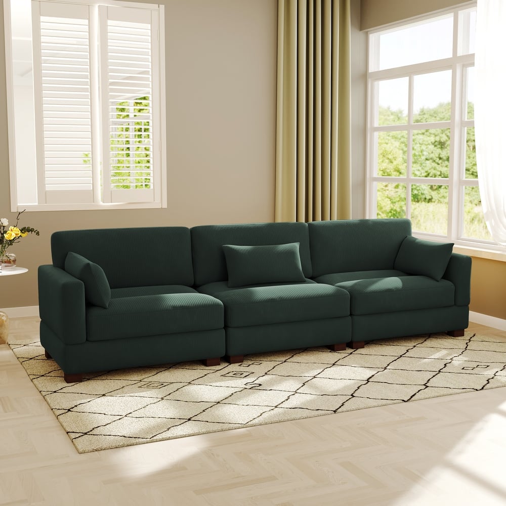 Modern 3-Piece Corduroy Sectional Sofa 3 Seater Sofa For Living Room