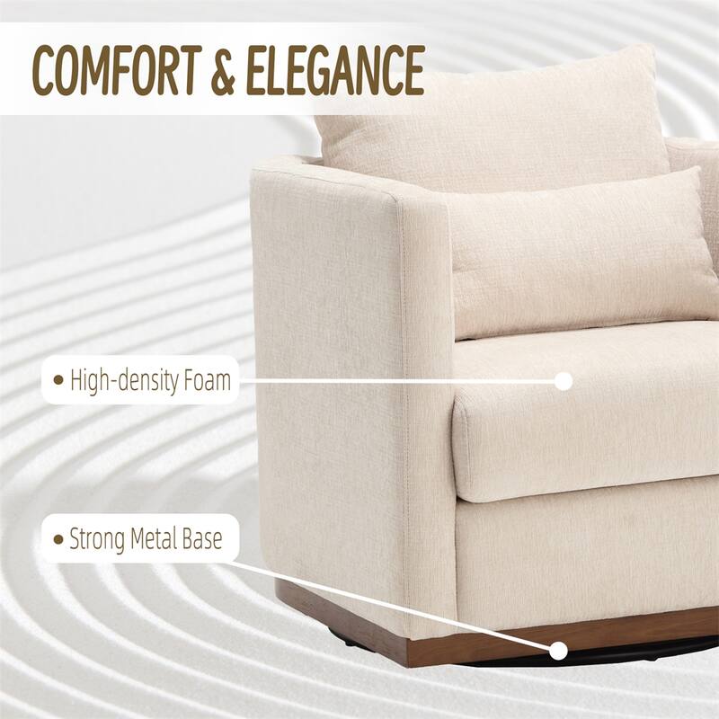 Swivel Barrel Chair,Comfy Round Accent Sofa Chair for Living Room