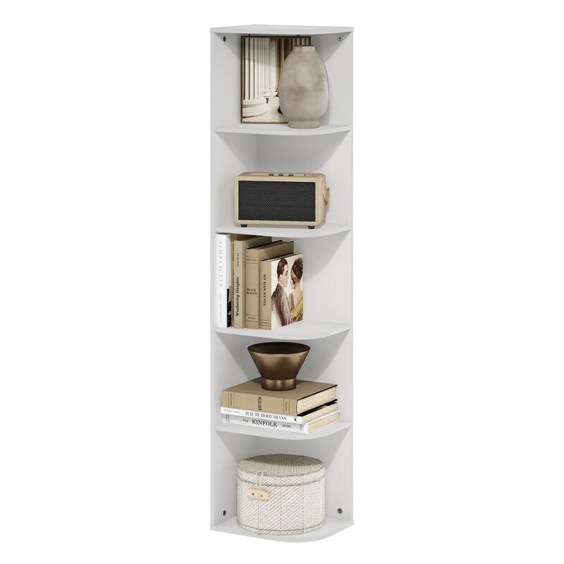 Furinno Pasir 5-Tier Corner Open Shelf Bookcase