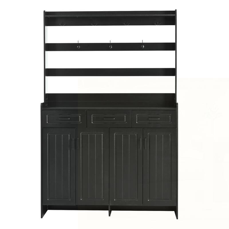 Four-Door Shoe Cabinet with Coat Rack