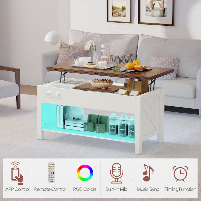 Meyreso 42" Lift Top Coffee Table, 4 in 1 Coffee Tables with Storage Cabinet for Living Room