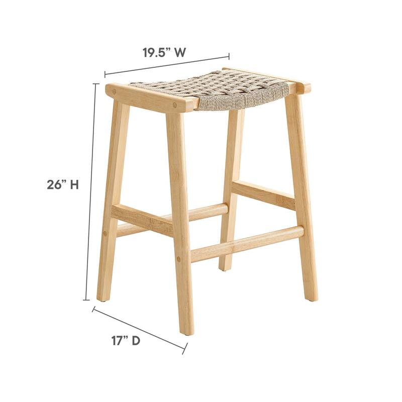 Saoirse Woven Rope Wood Counter Stool - Set of 2