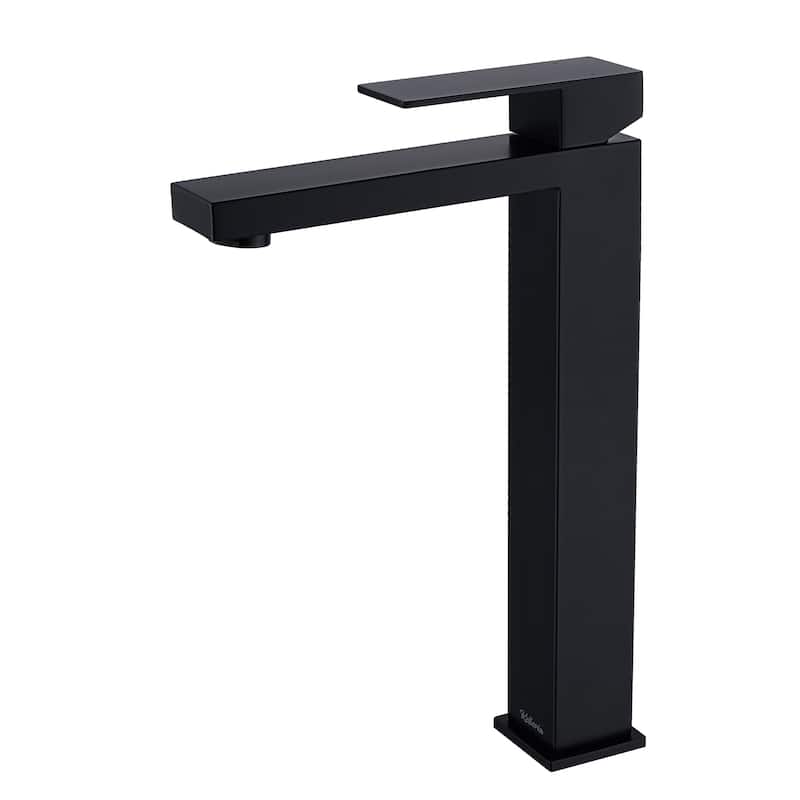 Single Handle Waterfall Bathroom Vessel Sink Faucet in Stainless Steel Matte Black