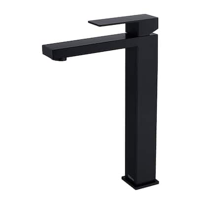 Single Handle Waterfall Bathroom Vessel Sink Faucet in Stainless Steel Matte Black