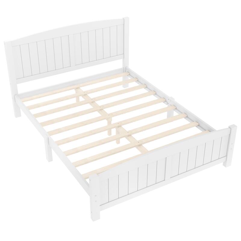 Queen Size Platform Bed, Solid Wood Platform Bed with Support Slats and Strong Structure, No Box Spring Needed