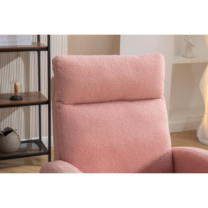 Teddy Fabric Rocking Chair With Right Pocket