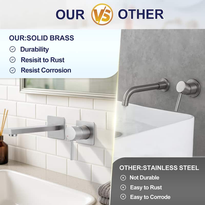 WOWOW Wall Mount Single Handle Bathroom Faucet