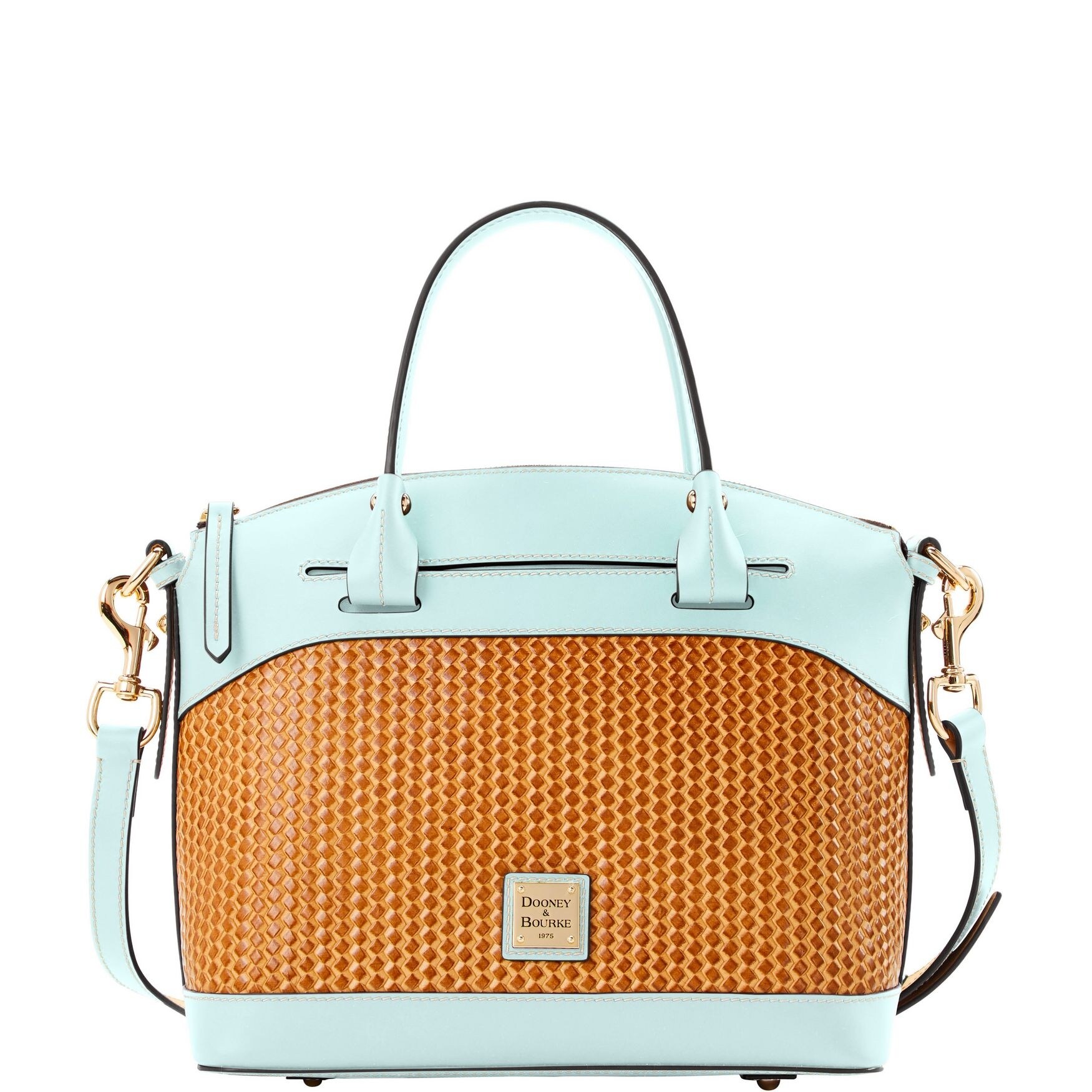dooney and bourke woven embossed leather satchel