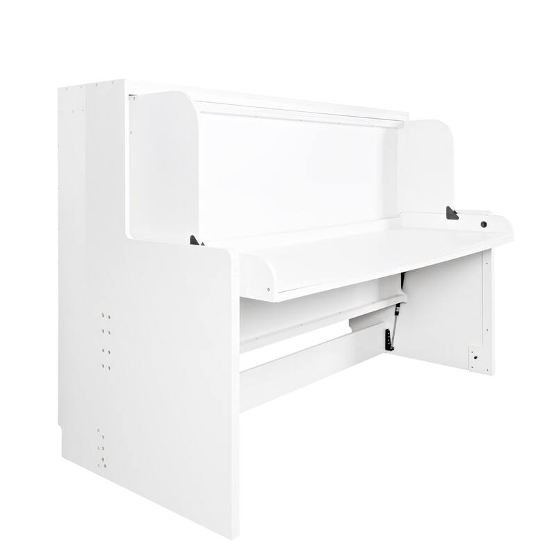 GDF Studio - Zigg Modern Murphy Bed with Built-In Desk, Space-Saving Foldable Wall Bed for Small Rooms