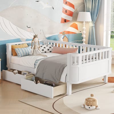 Wood Low Profile Twin Size Platform Bed for Kids