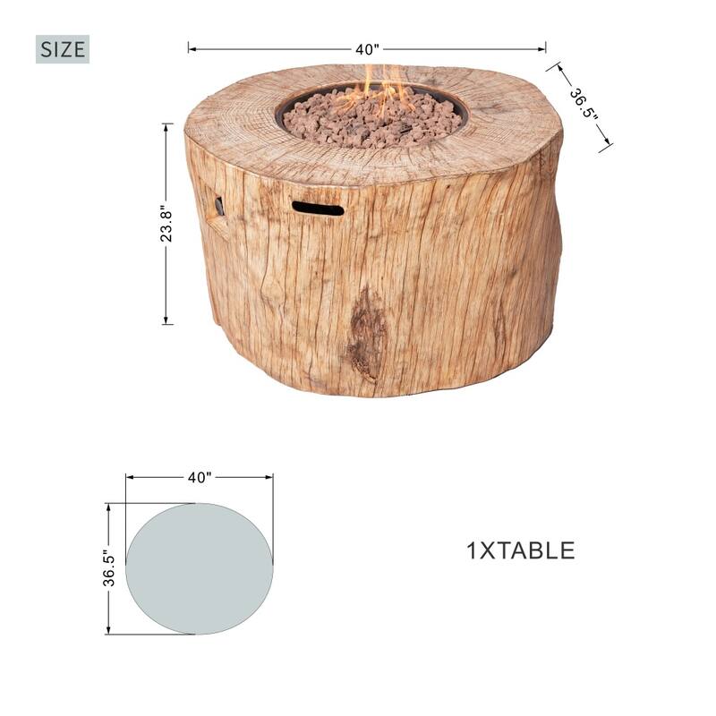 Outdoor Funiture Set with Terrafab Composite Fire Pit Table and PE Rattan Chairs
