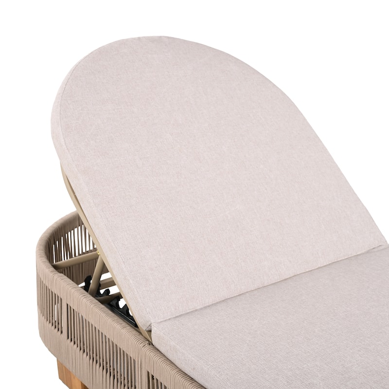 Christopher Knight Home - Alexander Acacia Wood Outdoor Adjustable Chaise Lounge With Cushion