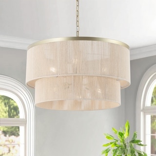 GetLedel 23.8" 6-Light Dimmable Handwoven Drum Chandelier