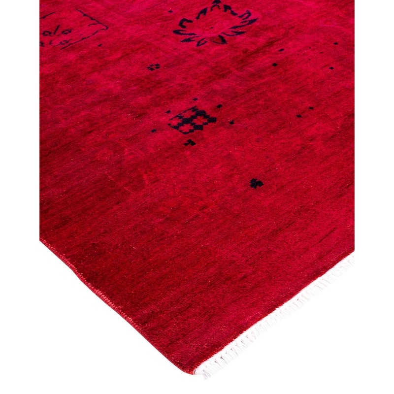Overdyed, One-of-a-Kind Hand-Knotted Area Rug - Red - 3' 0" x 4' 7"